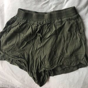 Green flowy shorts